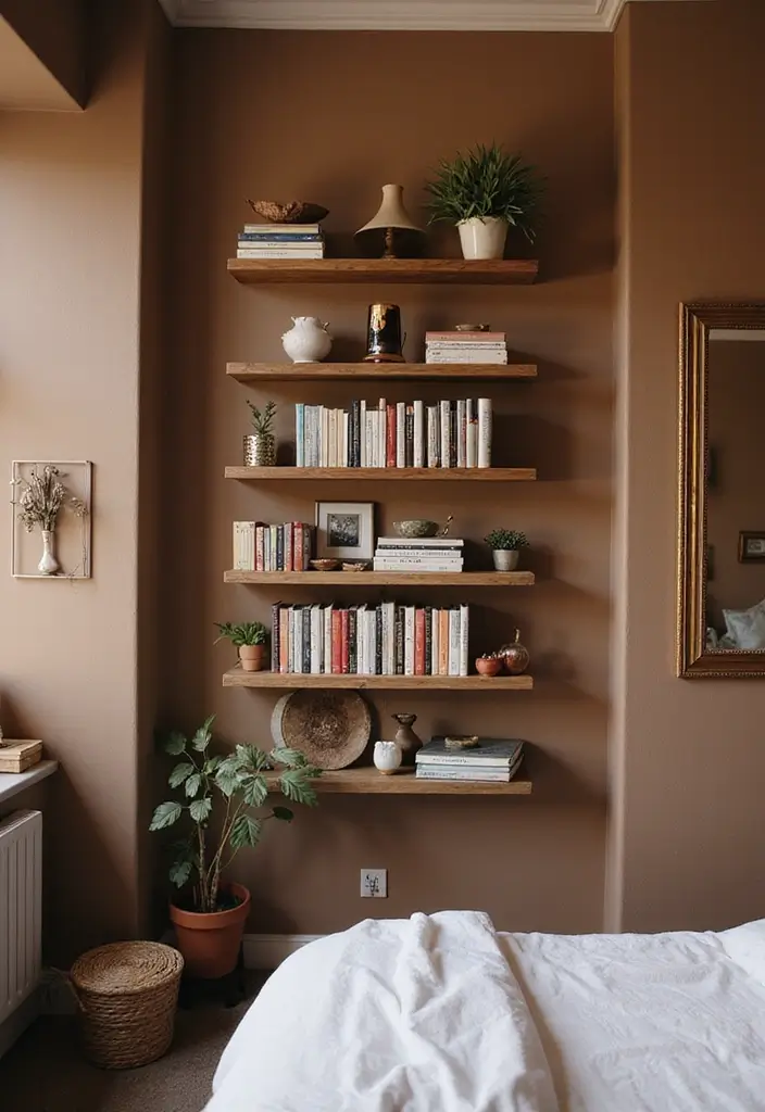 30 Brown Wall Bedroom Ideas That Bring Earthy Elegance - 17. Wall-mounted Decor