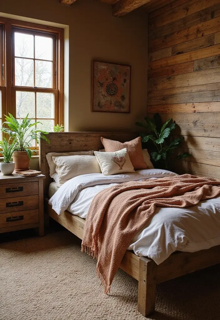 30 Brown Wall Bedroom Ideas That Bring Earthy Elegance - 2. Rustic Wood Accents