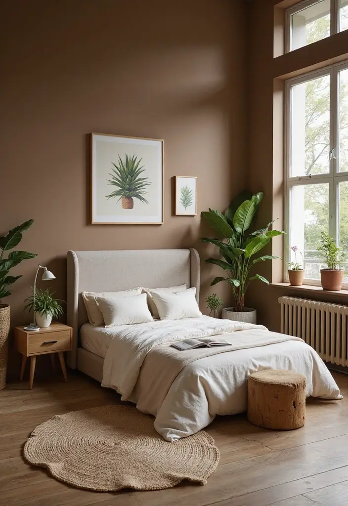 30 Brown Wall Bedroom Ideas That Bring Earthy Elegance - 9. Outdoor Elements