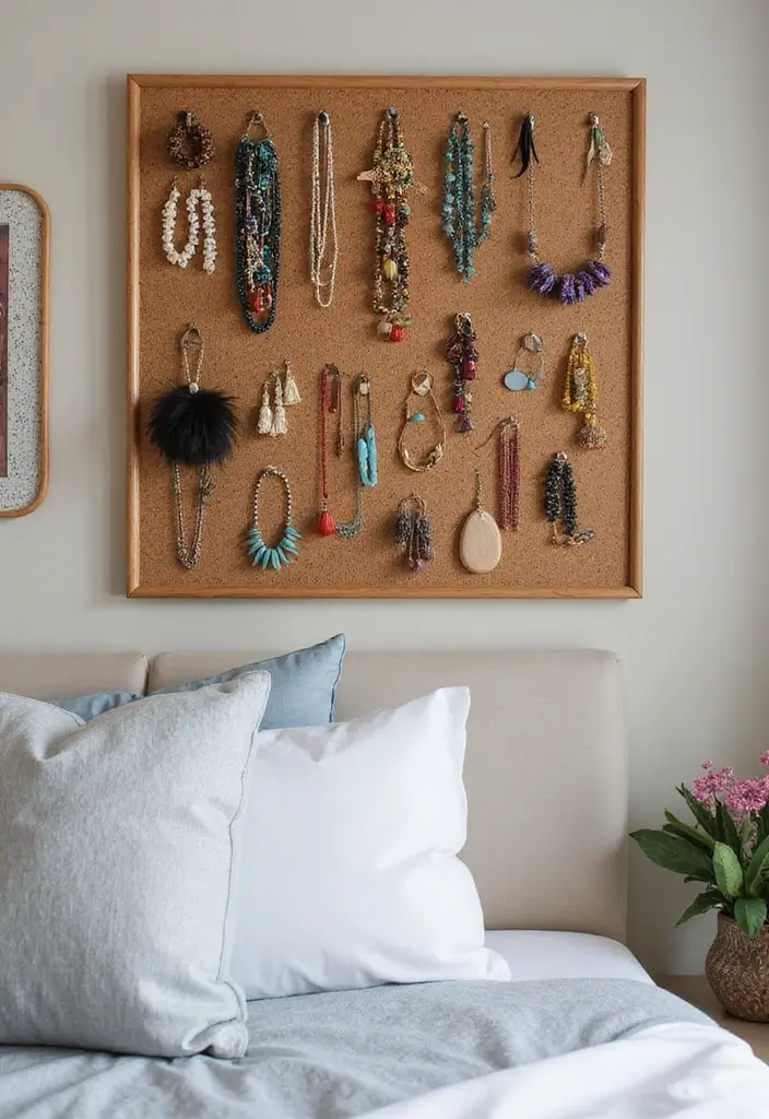 30 Cork Board Ideas for Bedroom Aesthetic That Inspire You Daily - 11. Jewelry Organizer