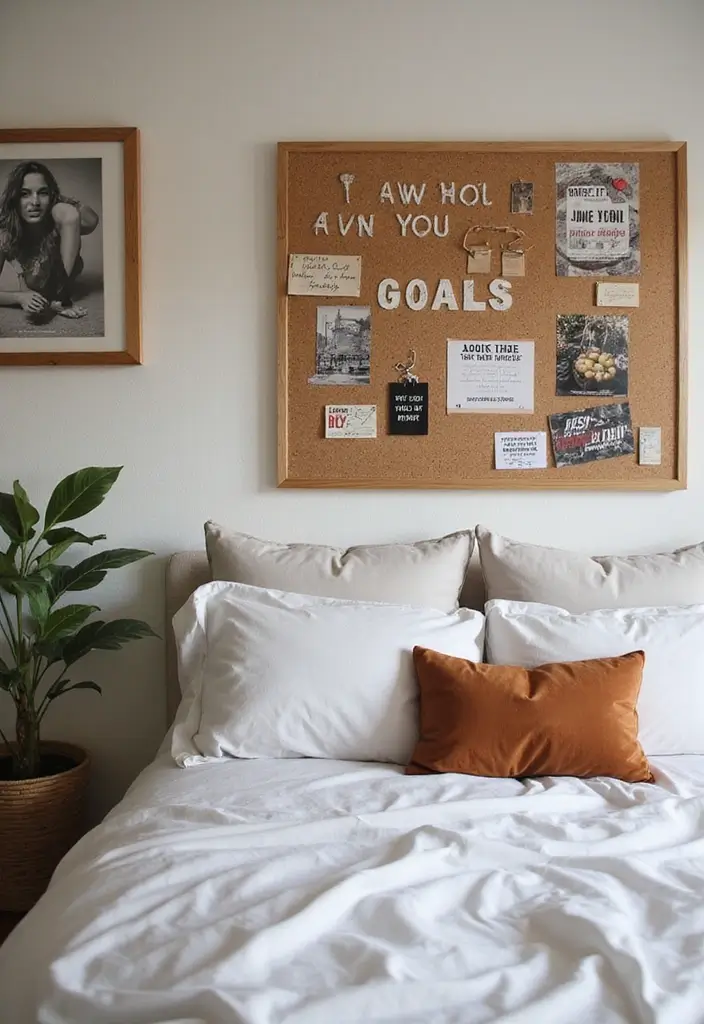 30 Cork Board Ideas for Bedroom Aesthetic That Inspire You Daily - 17. Personal Goals Board