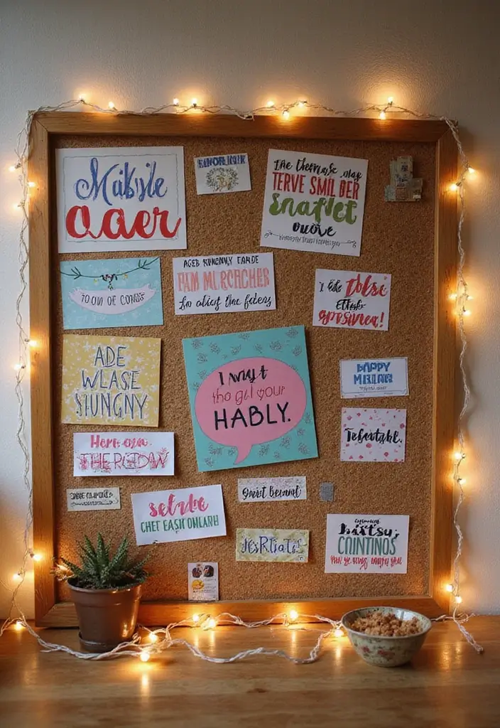 30 Cork Board Ideas for Bedroom Aesthetic That Inspire You Daily - 2. Inspirational Quotes