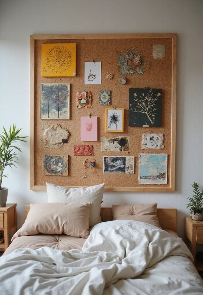 30 Cork Board Ideas for Bedroom Aesthetic That Inspire You Daily - 28. Artistic Inspiration Board