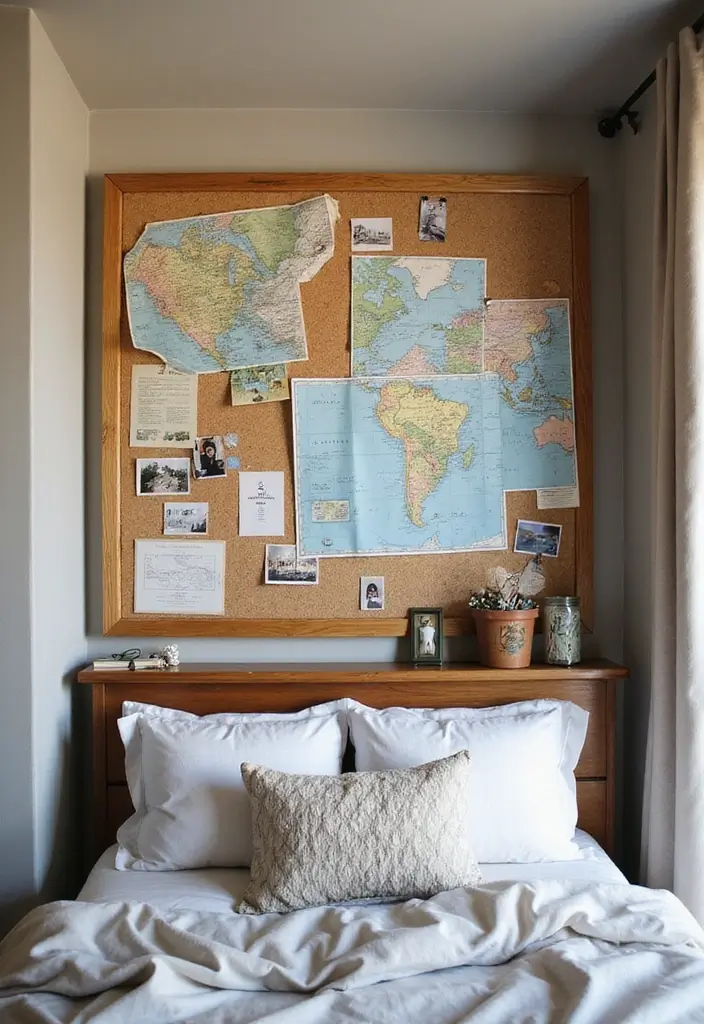 30 Cork Board Ideas for Bedroom Aesthetic That Inspire You Daily - 5. Travel Inspiration Board