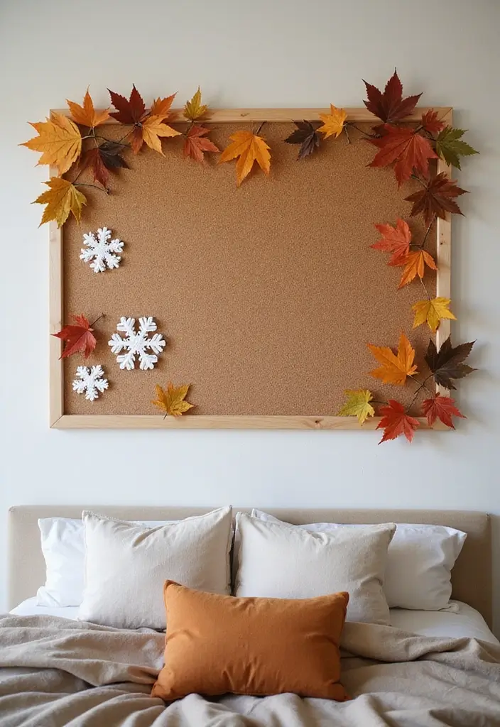 30 Cork Board Ideas for Bedroom Aesthetic That Inspire You Daily - 8. Seasonal Decor