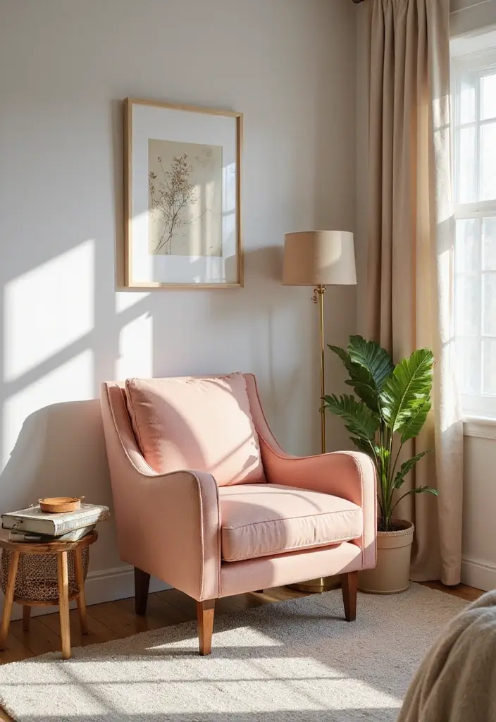 30 Peach Color Bedroom Ideas That Feel Fresh and Modern - 26. Trendy Peach Accent Chairs