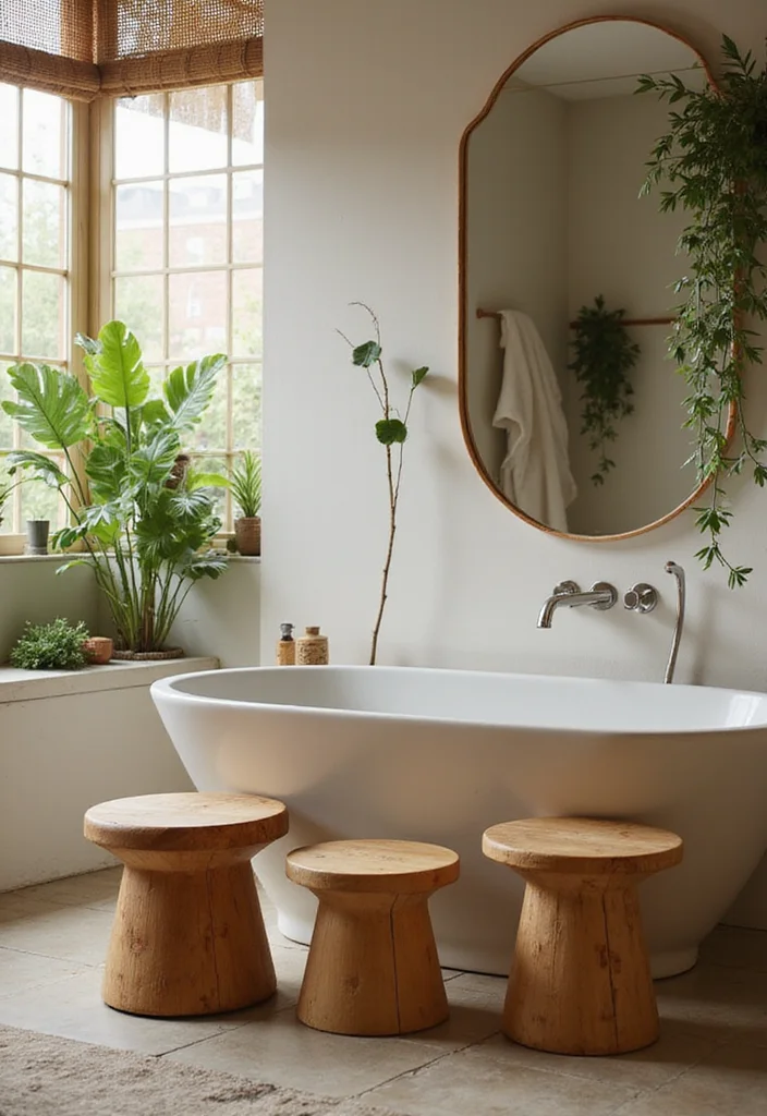 14 Bathroom Stool Decor Ideas For Style And Function - 1. Eco-Friendly Bamboo Stools