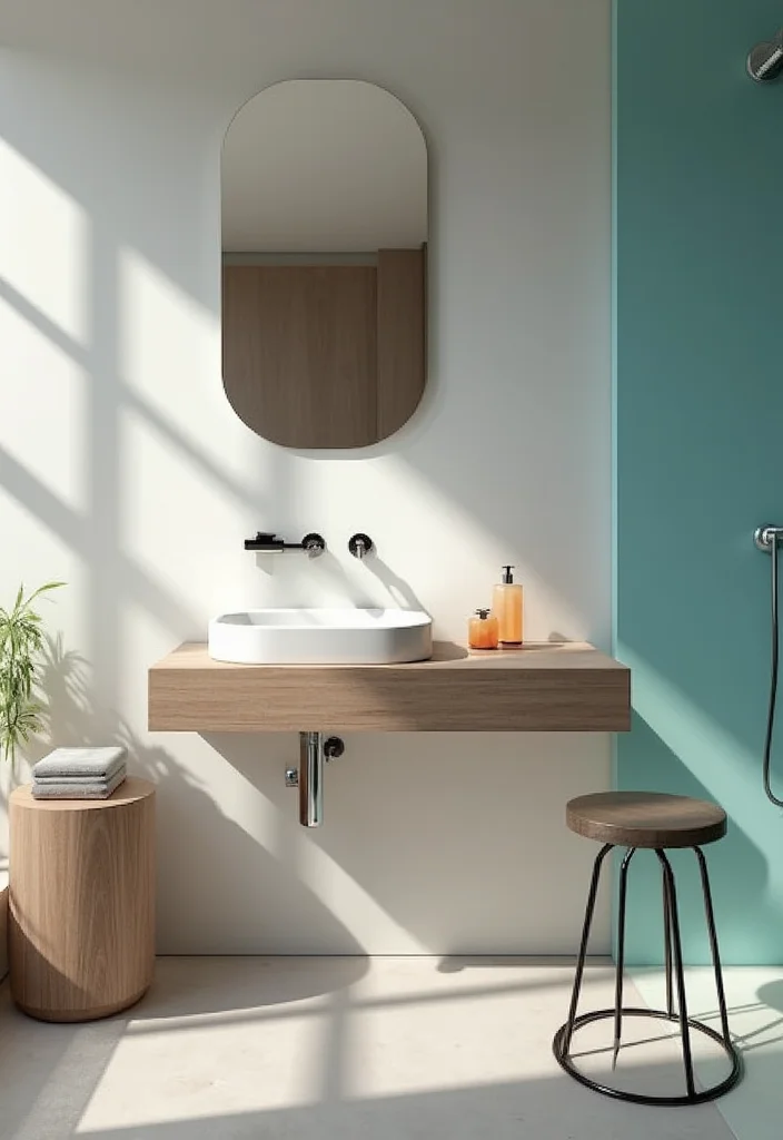 14 Bathroom Stool Decor Ideas For Style And Function - 3. Minimalist Metal Stools