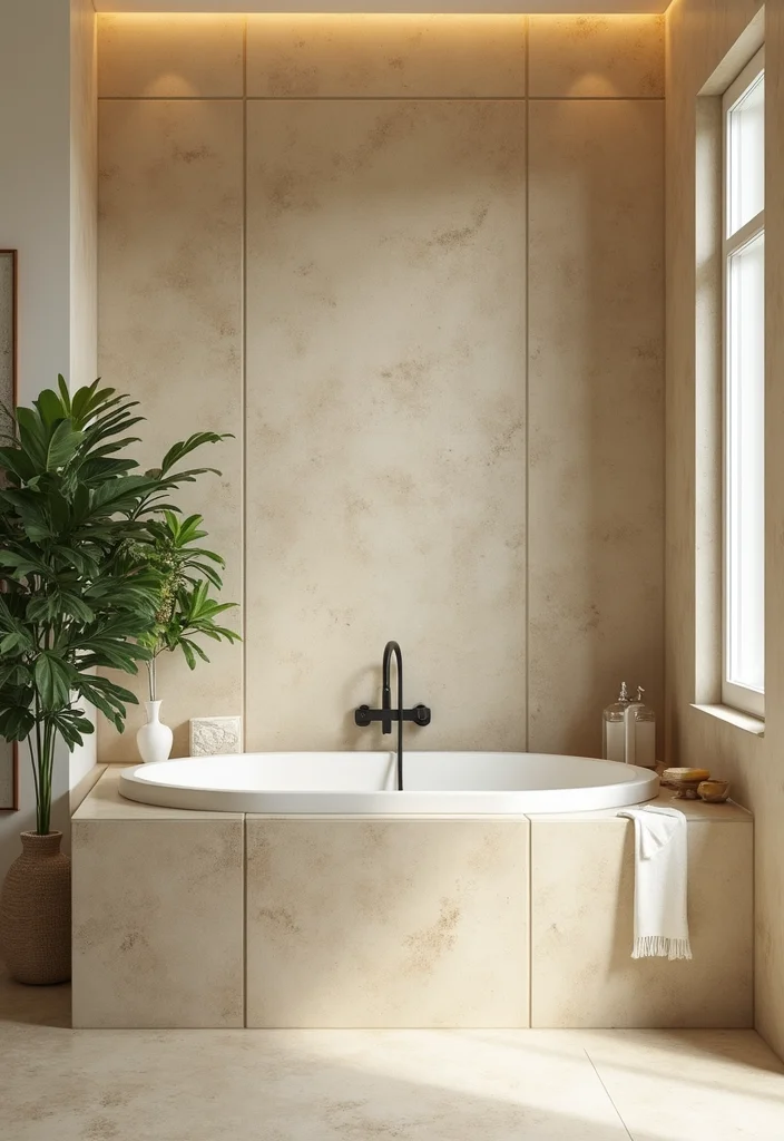 14 Cream Tile Bathroom Ideas With Soft Warmth - 2. Textured Cream Tiles for Depth