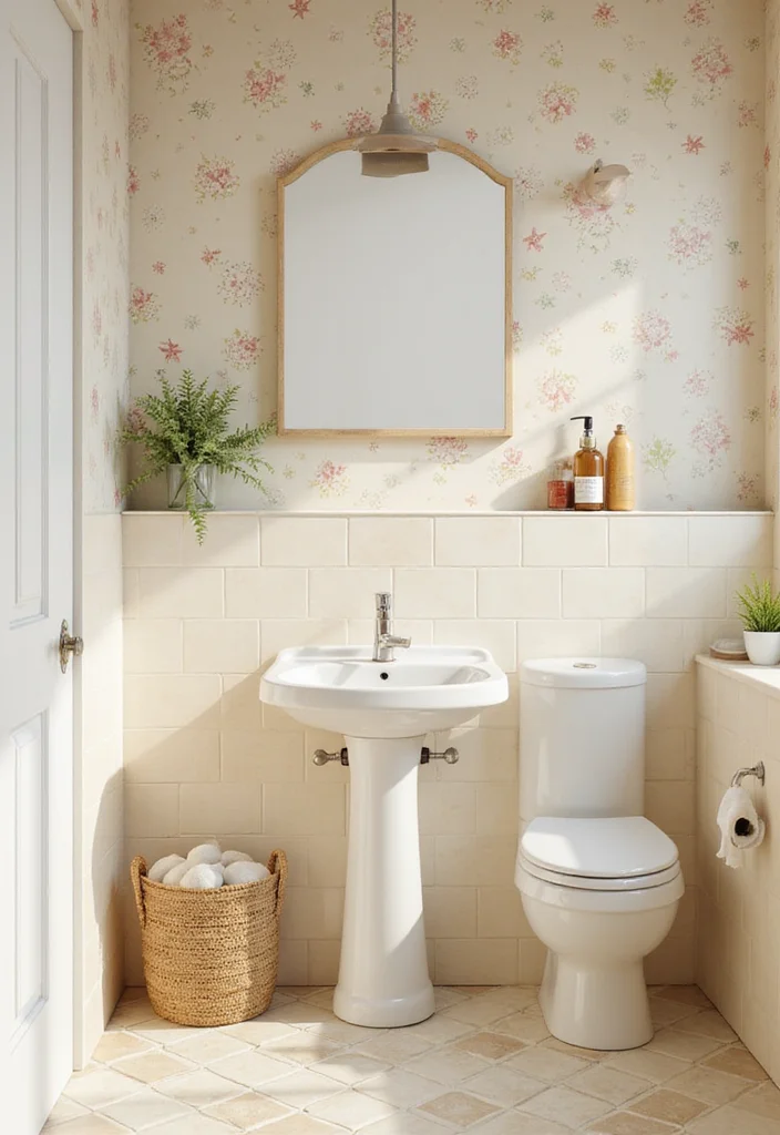 14 Cream Tile Bathroom Ideas With Soft Warmth - 5. Playful Patterns with Cream Tiles