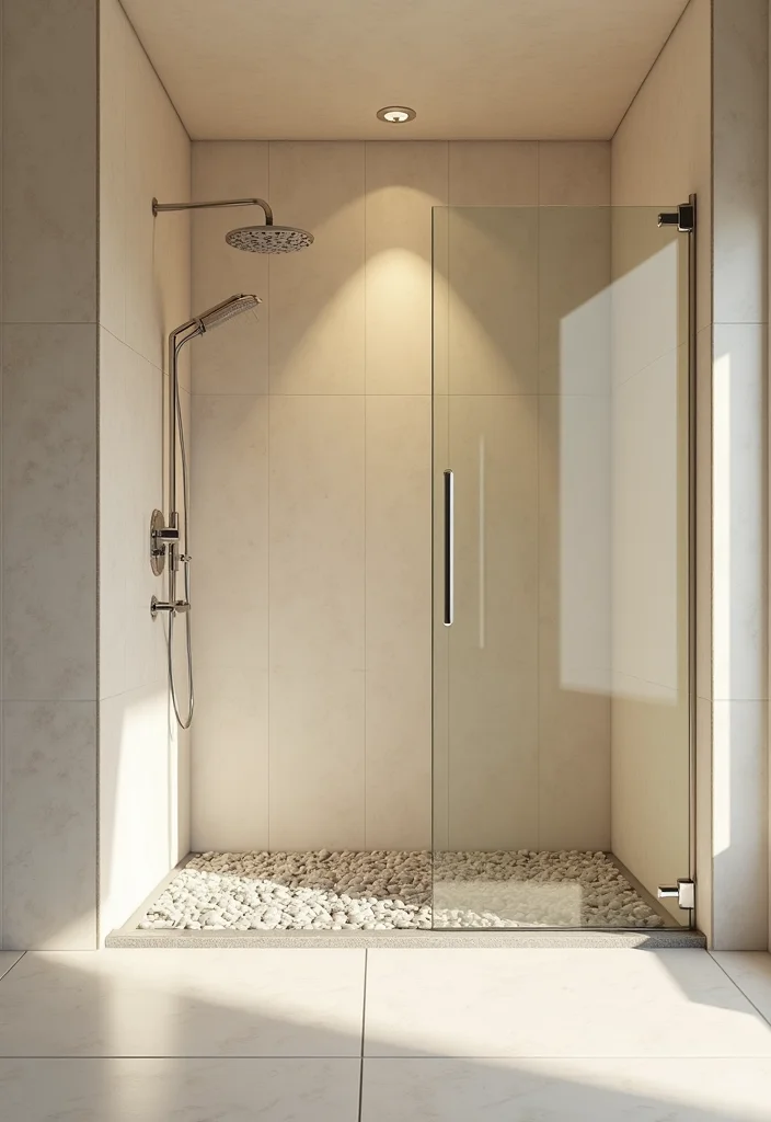 14 Cream Tile Bathroom Ideas With Soft Warmth - 6. Open Shower with Cream Tiles
