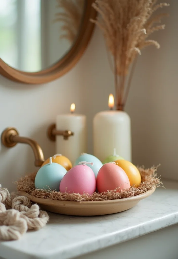 14 Easter Bathroom Decor Ideas With Spring Vibes - 5. DIY Easter Egg Candles
