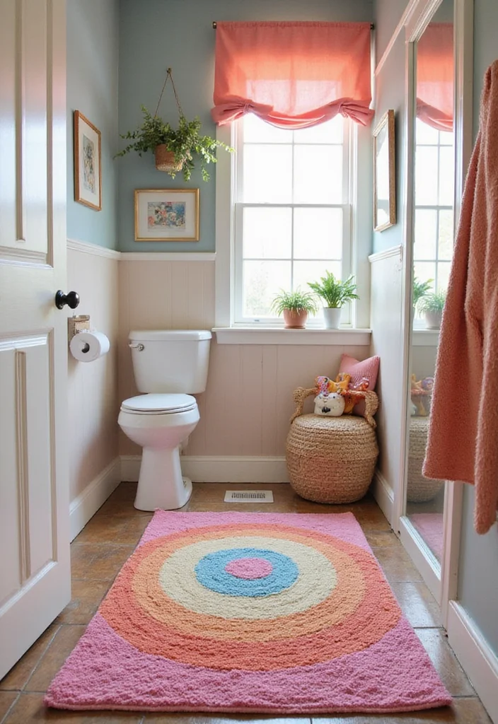 14 Girly Apartment Bathroom Decor Ideas That Feel Cute - 14. Fun Rugs