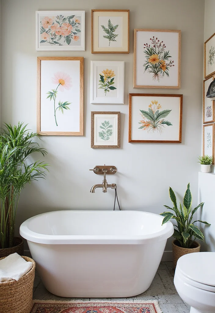 14 Girly Apartment Bathroom Decor Ideas That Feel Cute - 3. Bohemian Wall Art