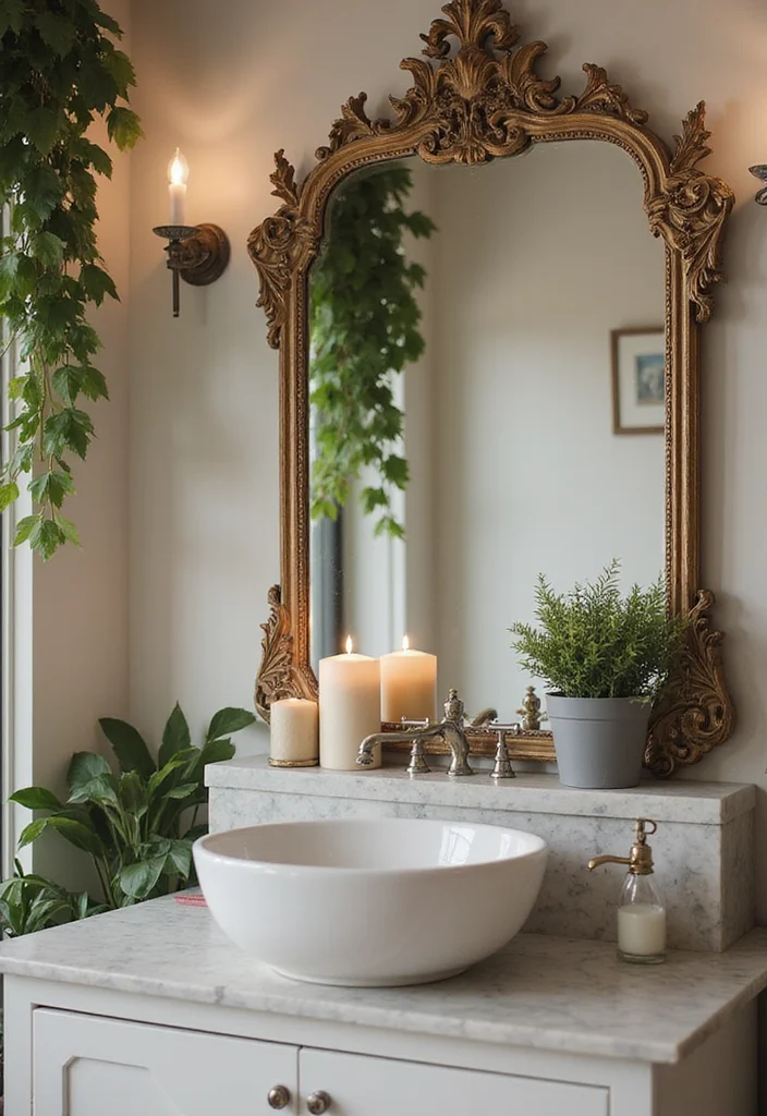 14 Girly Apartment Bathroom Decor Ideas That Feel Cute - 6. Vintage Mirror