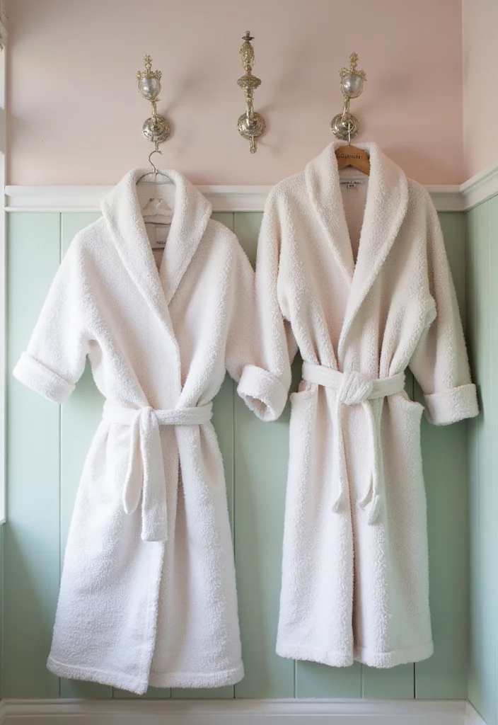 14 Girly Apartment Bathroom Decor Ideas That Feel Cute - 8. Cute Bathrobes and Towels