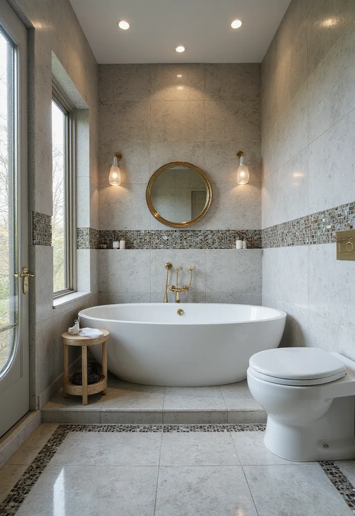 14 Glass Tile Bathroom Ideas With Glossy Style - 14. Luxurious Layers