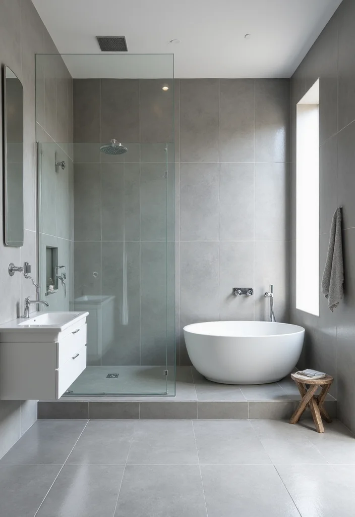 14 Glass Tile Bathroom Ideas With Glossy Style - 2. Lucid Liner