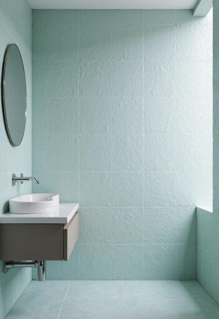 14 Glass Tile Bathroom Ideas With Glossy Style - 8. Textured Touch