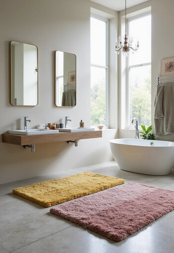 14 Large Bathroom Decor Ideas For Big Impact - 3. Luxurious Bath Mats and Rugs
