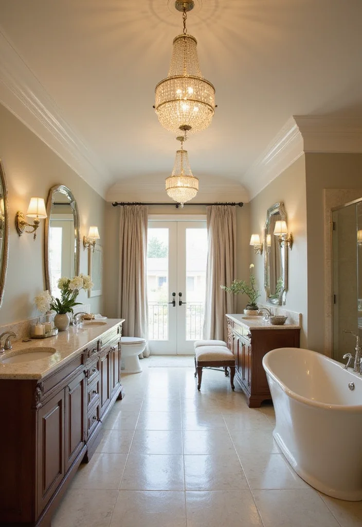 14 Large Bathroom Decor Ideas For Big Impact - 5. Elegant Lighting Fixtures