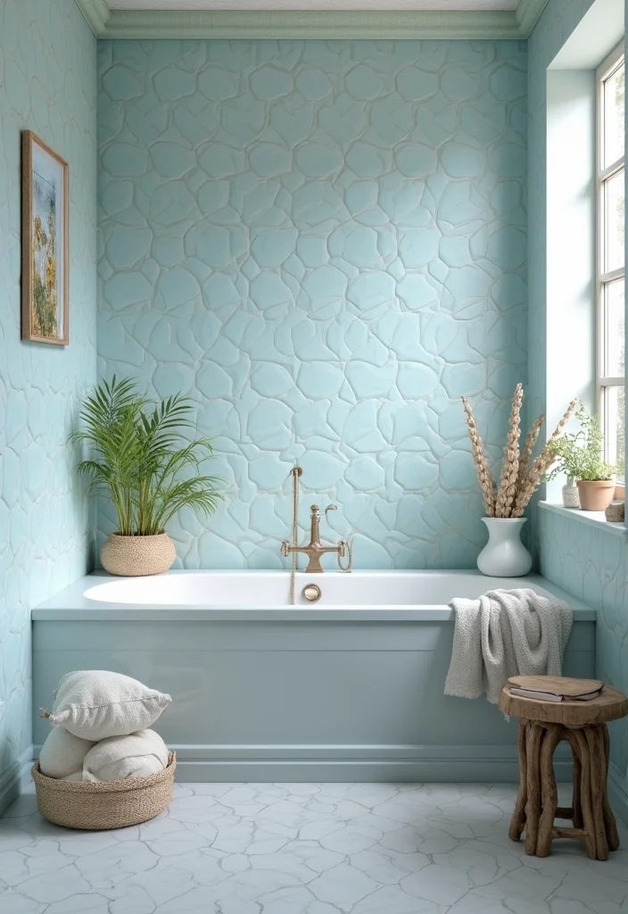 14 Large Hexagon Tile Bathroom Ideas With Modern Shape - 10. Coastal Vibes