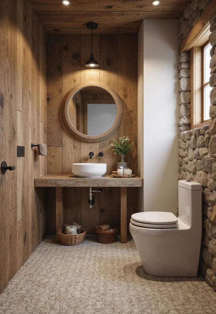 14 Large Hexagon Tile Bathroom Ideas With Modern Shape - 4. Rustic Charm