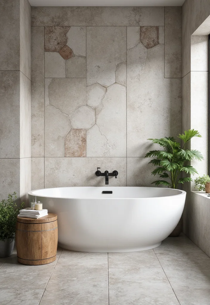 14 Large Hexagon Tile Bathroom Ideas With Modern Shape - 5. Textured Delight