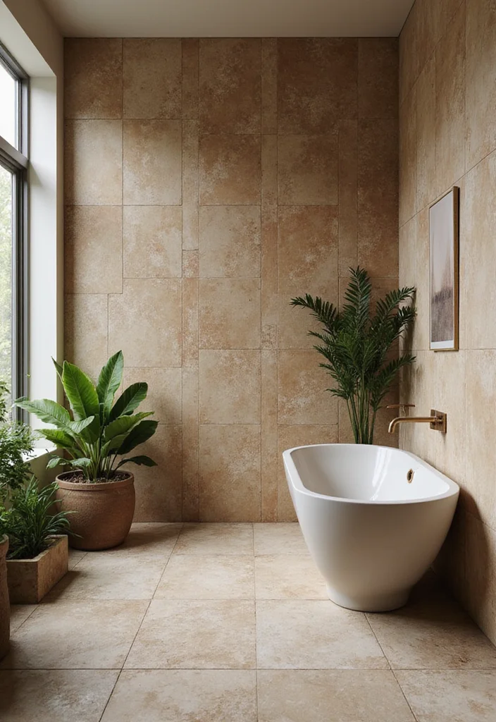 14 Large Hexagon Tile Bathroom Ideas With Modern Shape - 8. Nature-Inspired