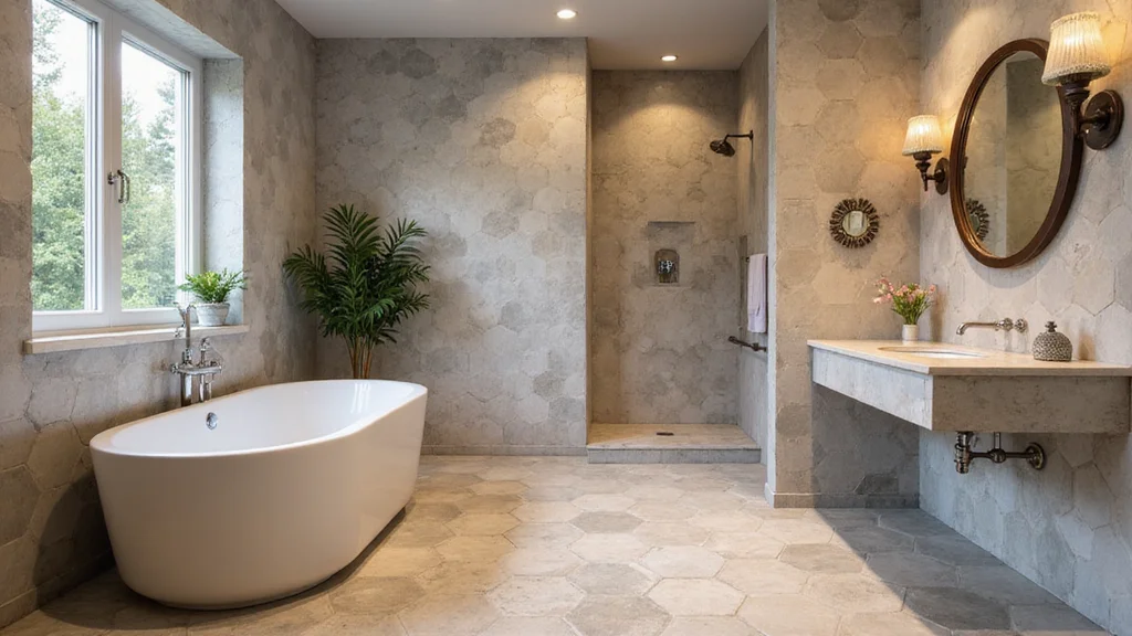 14 Large Hexagon Tile Bathroom Ideas With Modern Shape