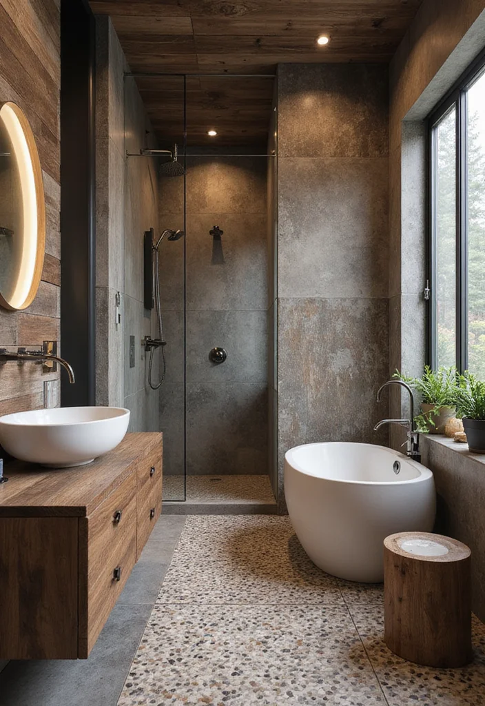 14 MCM Bathroom Vanity Ideas With Retro Style - 14. Unique Textures for Depth