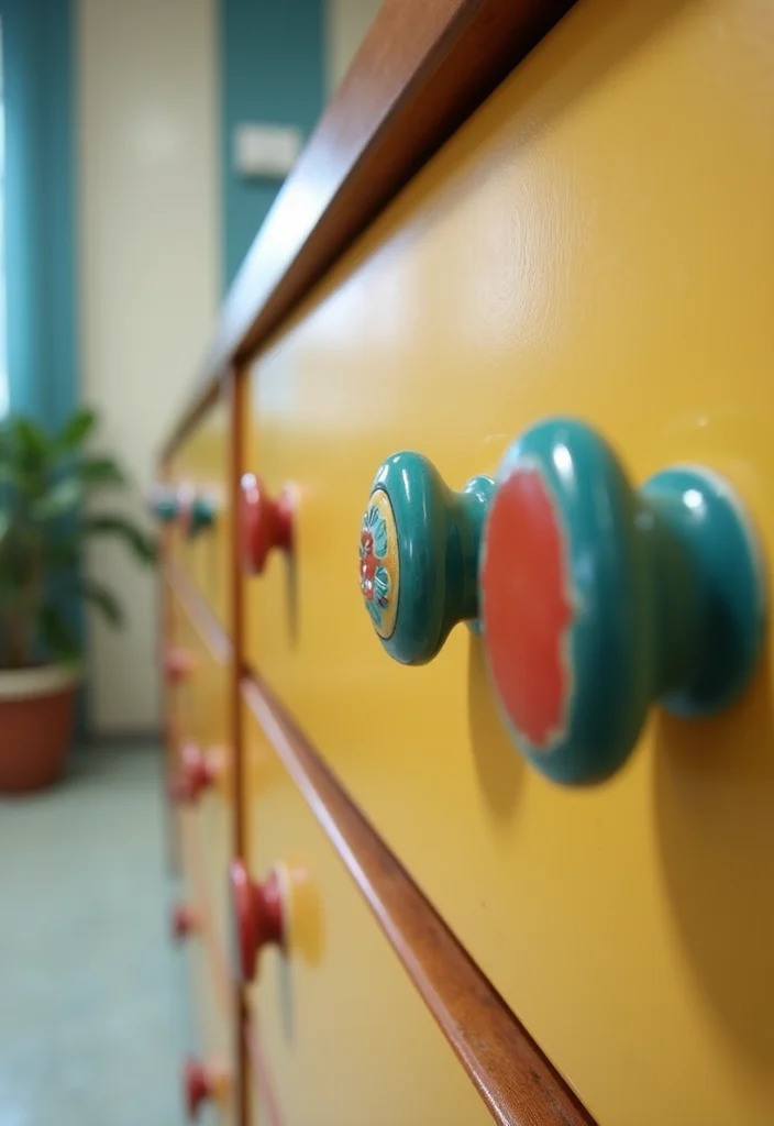 14 MCM Bathroom Vanity Ideas With Retro Style - 4. Vintage-Inspired Ceramic Knobs