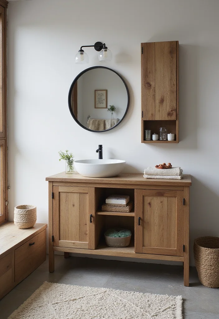 14 MCM Bathroom Vanity Ideas With Retro Style - 6. Wood and Metal Combinations