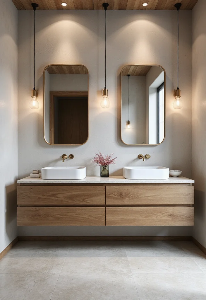 14 MCM Bathroom Vanity Ideas With Retro Style - 8. Dual Vanity for Shared Spaces