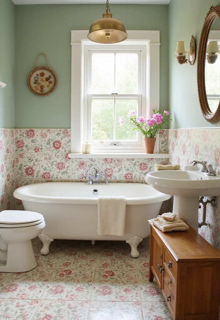 14 Mexican Tile Bathroom Ideas With Colour And Culture - 10. Feminine Floral Patterns