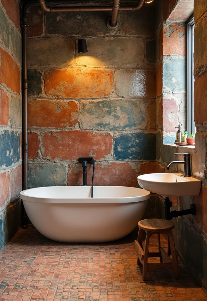 14 Mexican Tile Bathroom Ideas With Colour And Culture - 13. Rustic Industrial Blend