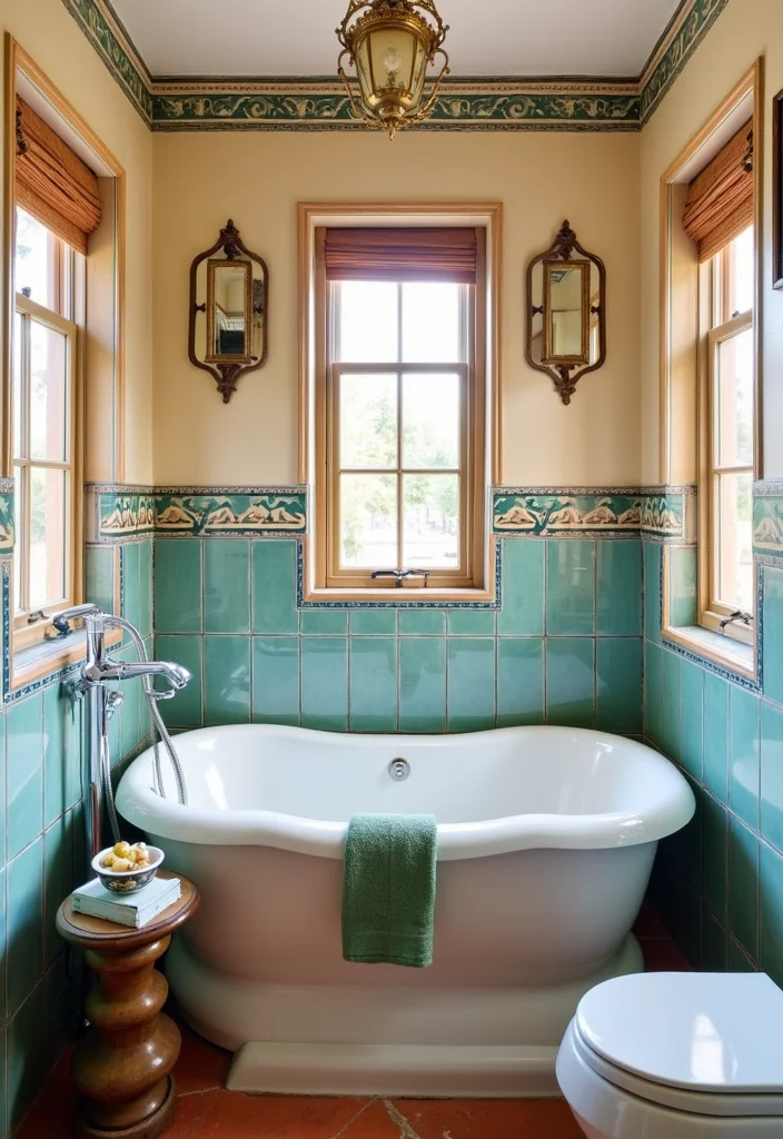 14 Mexican Tile Bathroom Ideas With Colour And Culture - 7. Creative Border Designs