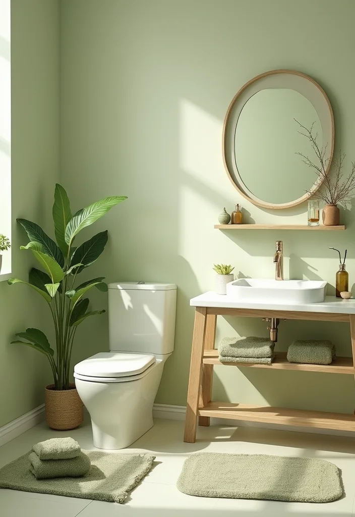 14 Olive Green Bathroom Decor Ideas With Peaceful Style - 2. Eco-Friendly Olive Green Accessories