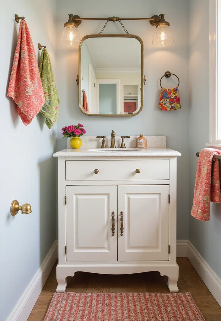14 Redo Bathroom Vanity Ideas For Instant Upgrades - 13. Colorful Accents
