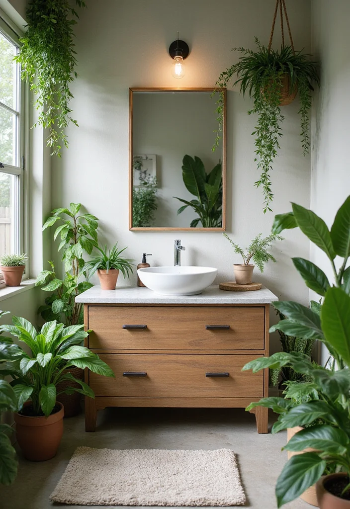 14 Redo Bathroom Vanity Ideas For Instant Upgrades - 14. Greenery