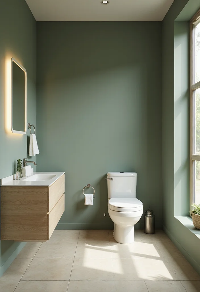14 Sage Green Bathroom Decor Ideas With Calm Energy - 1. Sage Green Wall Paint