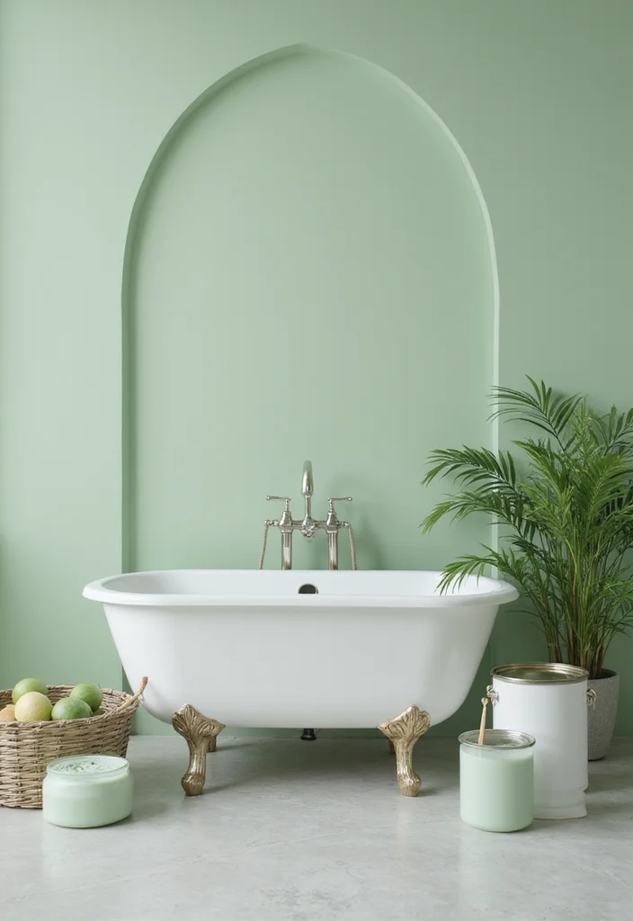 14 Sage Green Bathroom Decor Ideas With Calm Energy - 12. Eco-Friendly Sage Green Paint