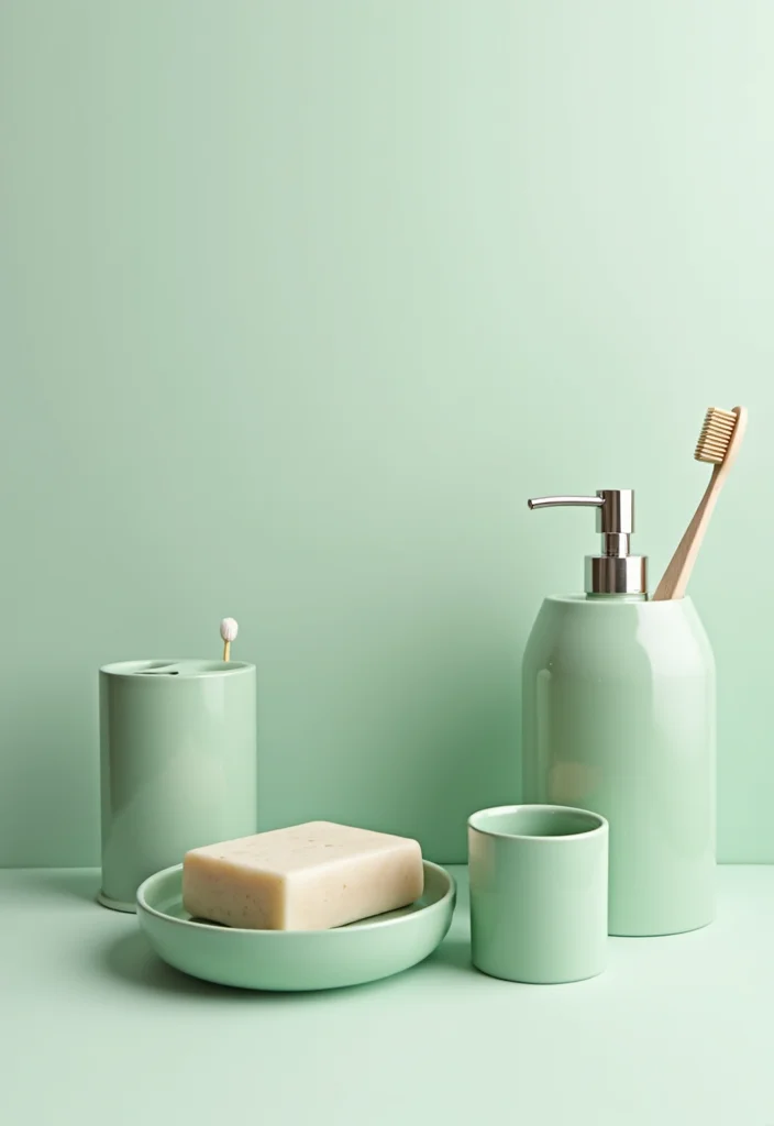 14 Sage Green Bathroom Decor Ideas With Calm Energy - 7. Sage Green Bathroom Accessories