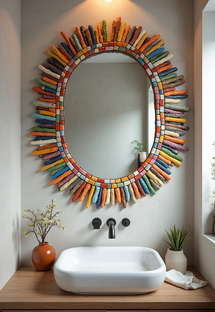 14 Stick On Tile Bathroom Ideas For Easy Makeovers - 10. Creative Mosaic Tiles