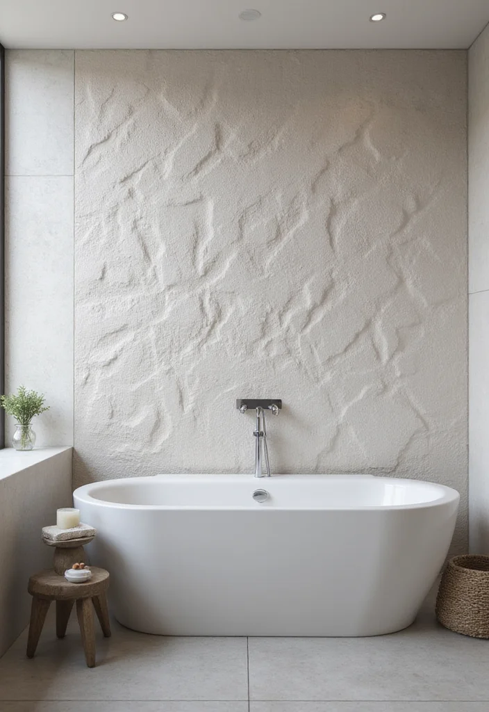 14 Stick On Tile Bathroom Ideas For Easy Makeovers - 11. Textured 3D Tiles