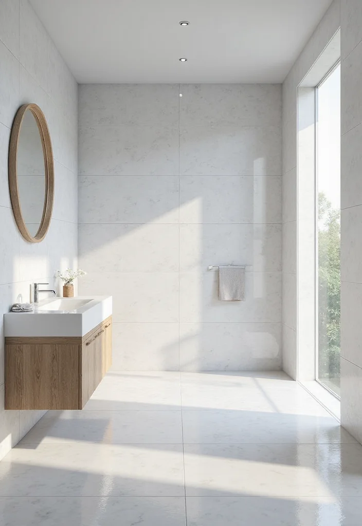 14 White Tile Bathroom Ideas For Clean Minimal Homes - 5. Large Format Tiles