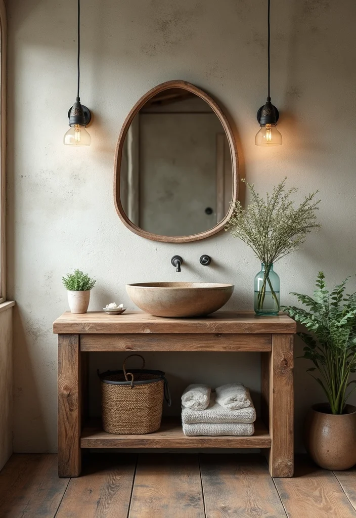14 Wood Vanity Bathroom Ideas For Organic Style - 1. Rustic Reclaimed Wood Vanity
