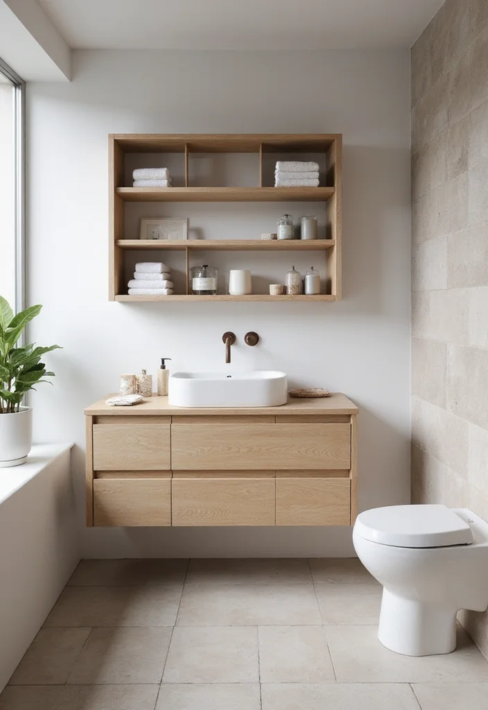14 Wood Vanity Bathroom Ideas For Organic Style - 2. Scandinavian Minimalist Design