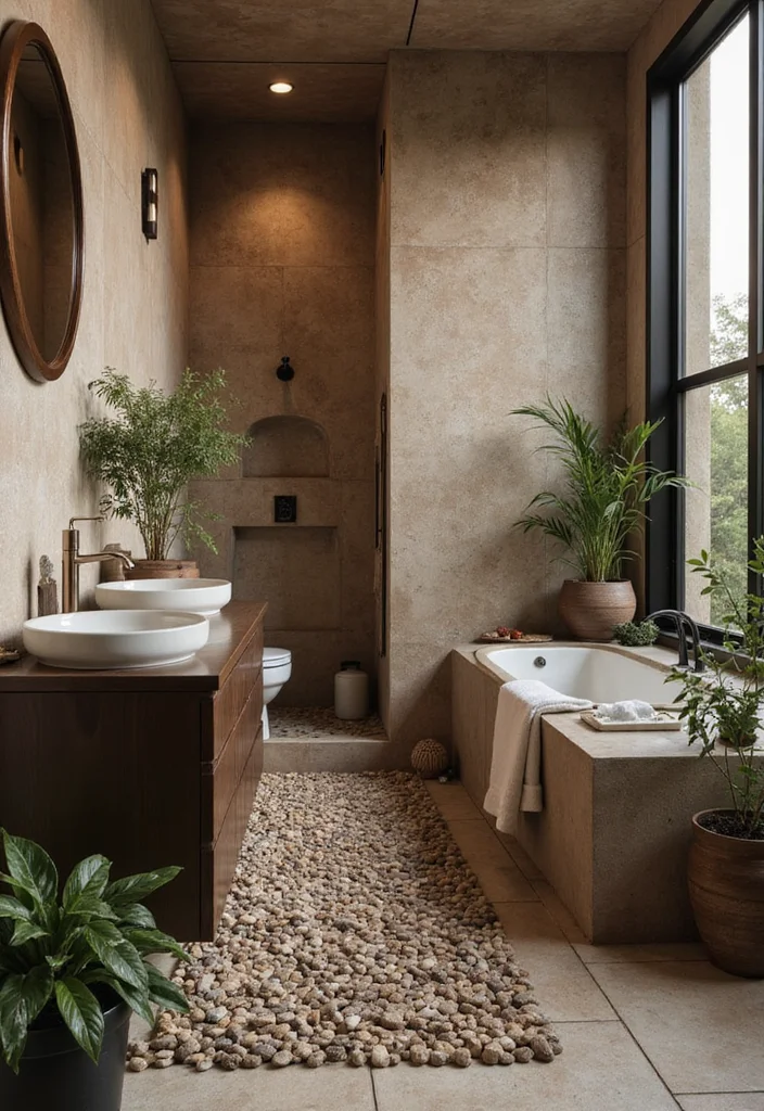 14 Wood Vanity Bathroom Ideas For Organic Style - 5. Earthy Tones with Wood Accents