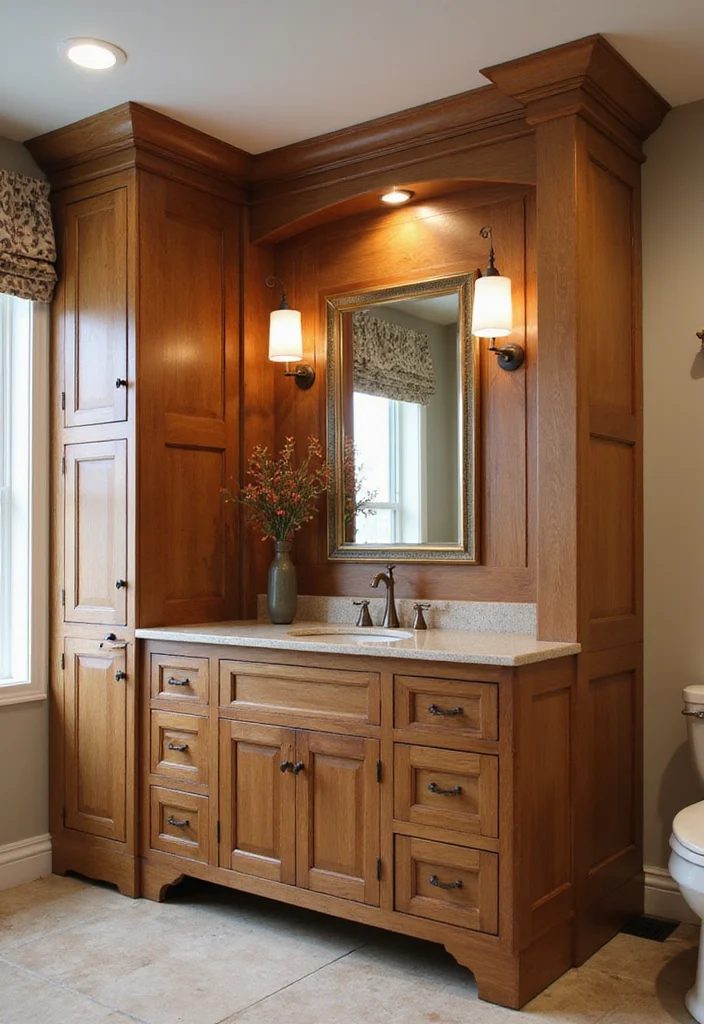 14 Wood Vanity Bathroom Ideas For Organic Style - 6. Custom Wood Vanity Designs